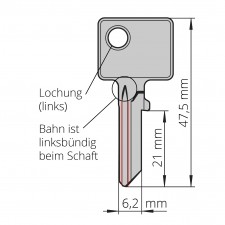 BURG-Schlüssel Typ R, z.B. für Briefkästen und diverse Universalzylinder